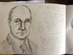 Sketchbook development of portrait both physical and personality - Putin